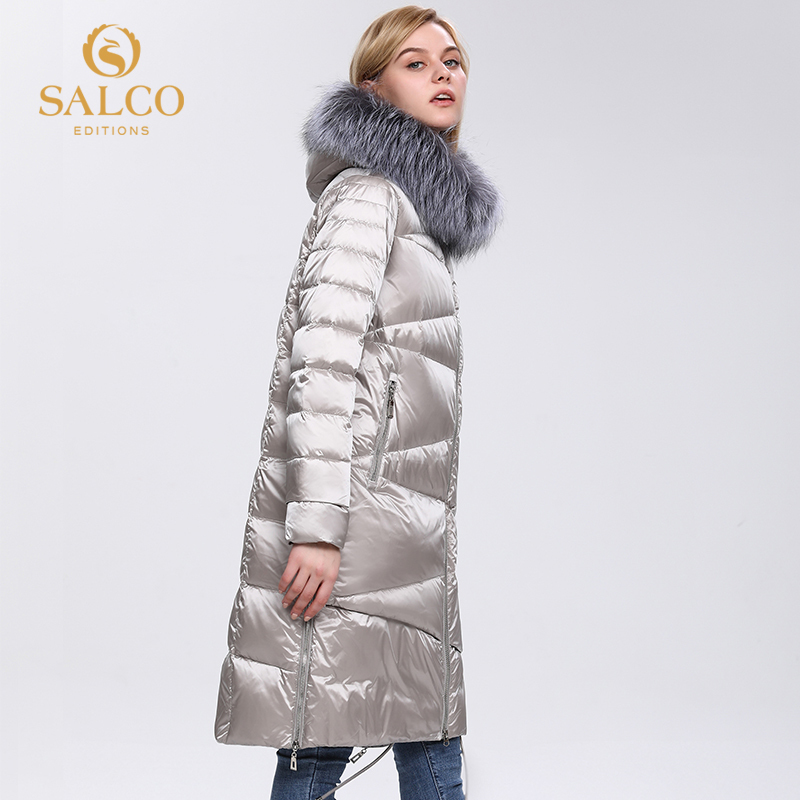 SALCO Free shipping The latest big-zipped pearl-cotton winter warm coat high-end real fur coat 201019