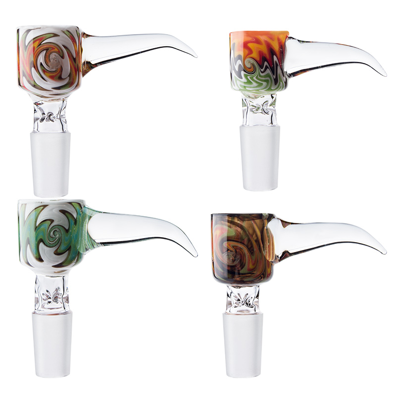 CSYC G068 Wig Wag Slide Smoking Bowl 14/19mm Male Clear Handle Sticker Tobacco Dry Herb Screen Perc Glass Bong Bowls