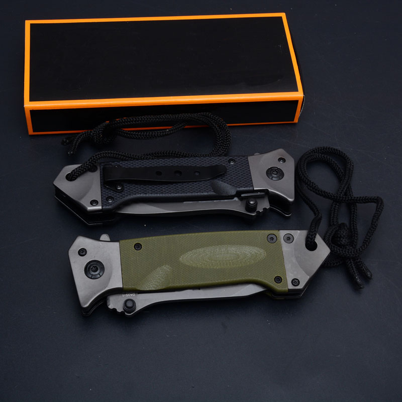 Jefrey Collins Quality High DA35 Assisted Fast Open Tactical Flipper Folding knife 8Cr14Mov Gray Titanium Coated Blade G10 + Steel Handle EDC Knives +
