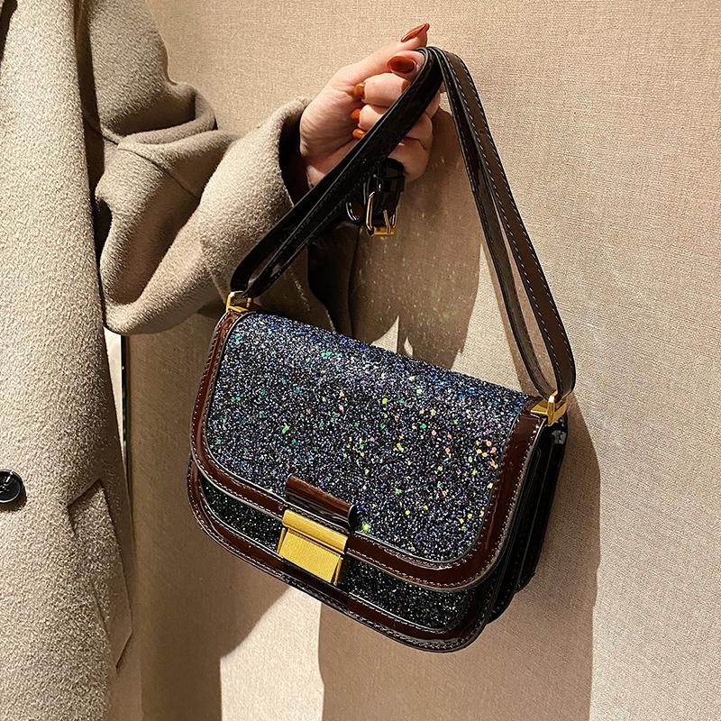 Vintage Fashion Sequins Designer Mini Flap Bag 2021 Winter High Quality Leather Women's Handbag Ins Lock Shoulder Crossbody Bags, Black
Vintage Fashion Sequins Designer Mini Flap Bag 2021 Winter High Quality Leather Women's Handbag Ins Lock Shoulder Crossbody Bags, Black