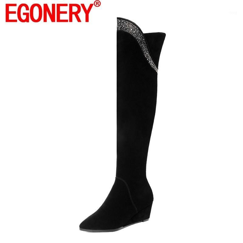 EGONERY women winter new high boots wedges ladies high heel side zipper over knee long boots woman shoes suede upper footwear1, Black
EGONERY women winter new high boots wedges ladies high heel side zipper over knee long boots woman shoes suede upper footwear1, Black