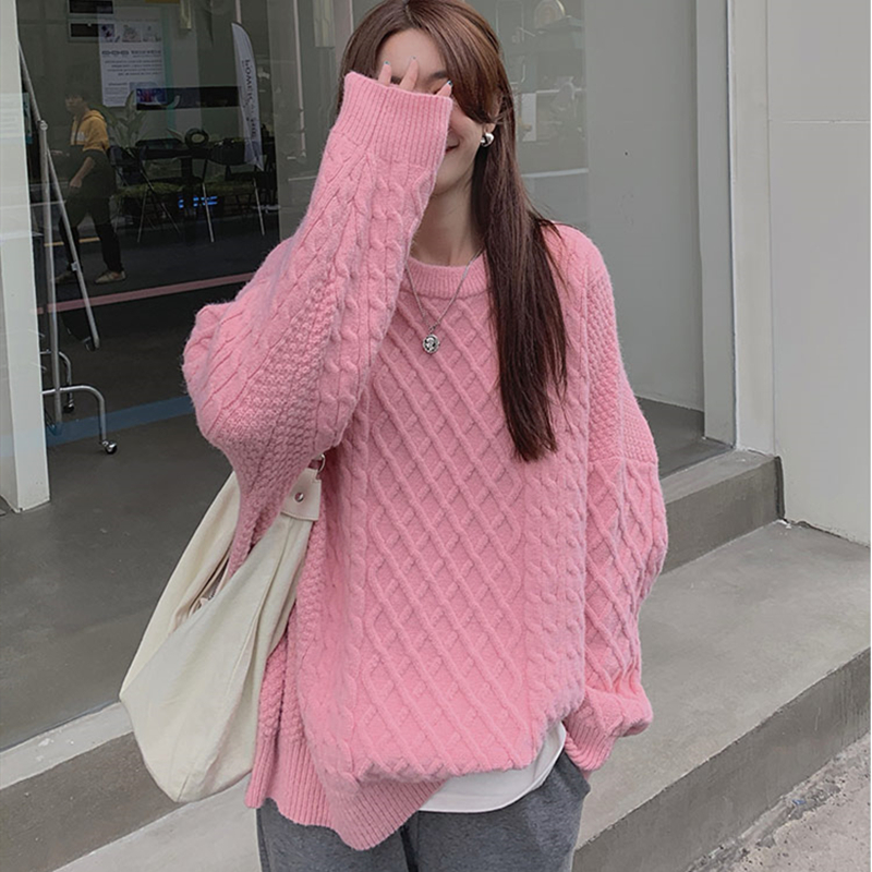 Colorfaith New Autumn Winter Women's Sweaters Pullover Warm Minimalist Korean Solid Elegant Wild Ladies Pink Tops SW8226 201223