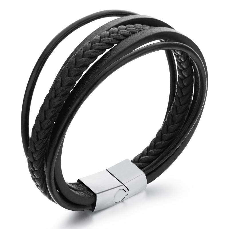 New Stainless Steel with black multilayer Leather Jewelry Simple design Bracelet Bangle Men Women GIfts
New Stainless Steel with black multilayer Leather Jewelry Simple design Bracelet Bangle Men Women GIfts