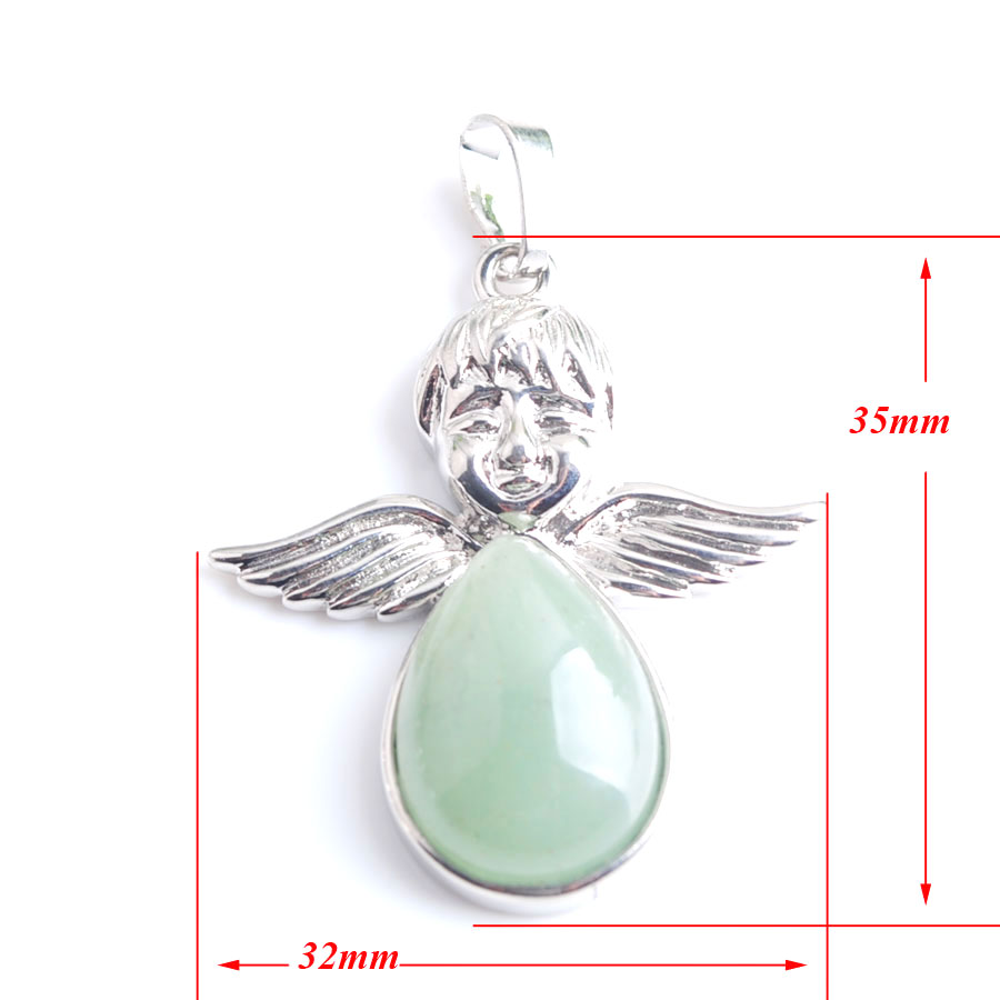 WOJIAER Angel Wings Natural Agate Quartz Turquoise Stones Pendants Necklaces bead Women Girls Jewelry Christmas Gifts BM902