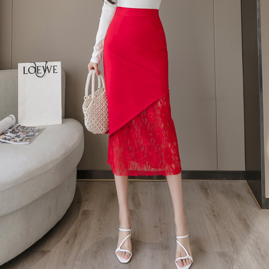 High Waist Thin Elastic Midi Long Lace Sewing 2021 Spring New Bundle Hip Temperament a Step Skirt Q736 Xuv0, Red.
High Waist Thin Elastic Midi Long Lace Sewing 2021 Spring New Bundle Hip Temperament a Step Skirt Q736 Xuv0, Red.
