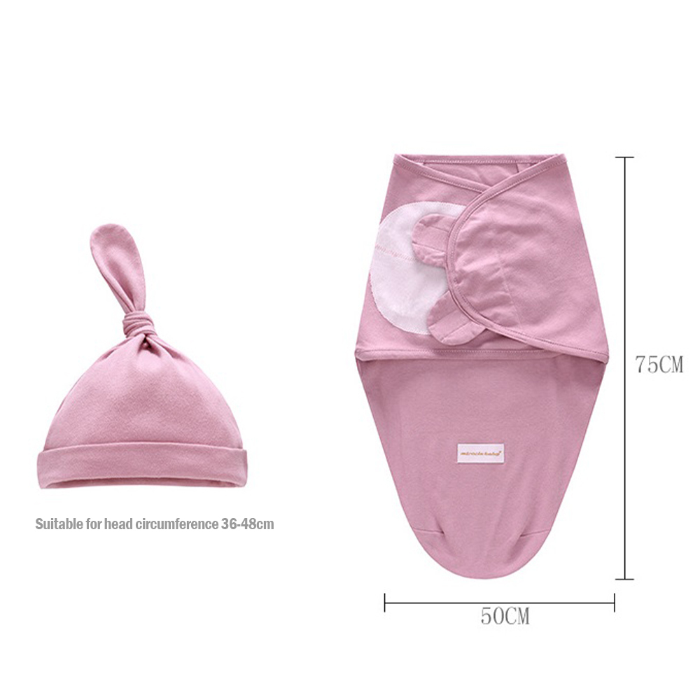 Newborn Swaddle Wrap +Hat Cotton Baby Receiving Blanket Bedding Cartoon Cute Infant Sleeping Bag For 0-6 Months LJ201204