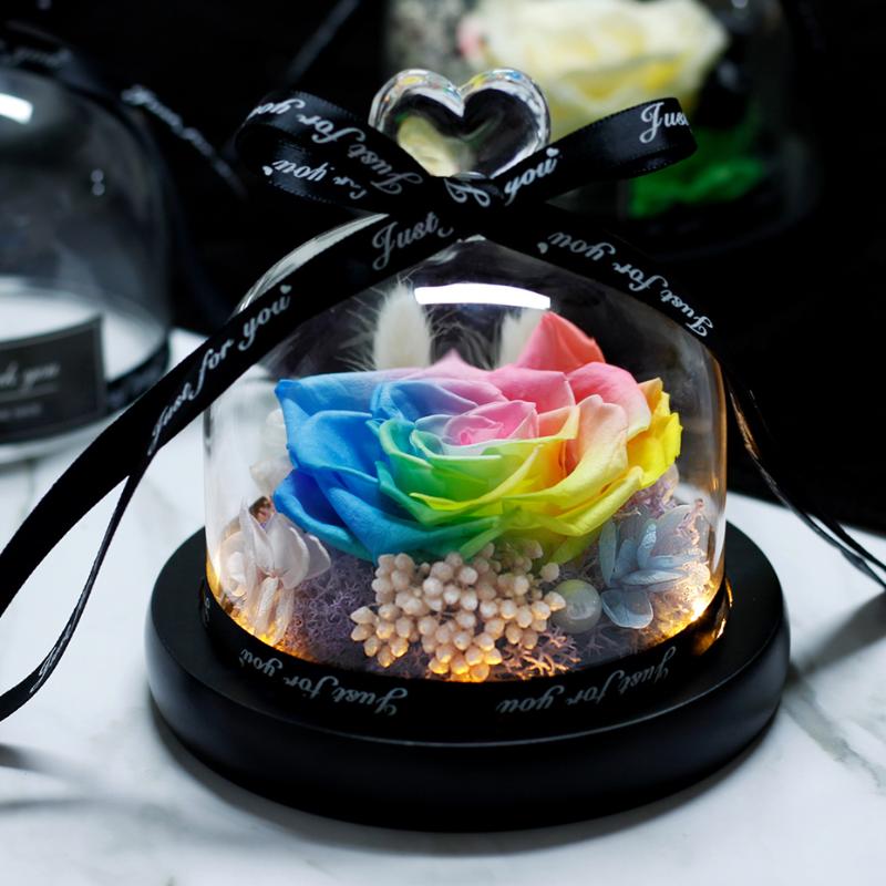 Multi Color Eternal Rose In Glass Dome With Lights Home Decor Wedding for Girl Friend Valentine's Day Gift, 012
Multi Color Eternal Rose In Glass Dome With Lights Home Decor Wedding for Girl Friend Valentine's Day Gift, 012
