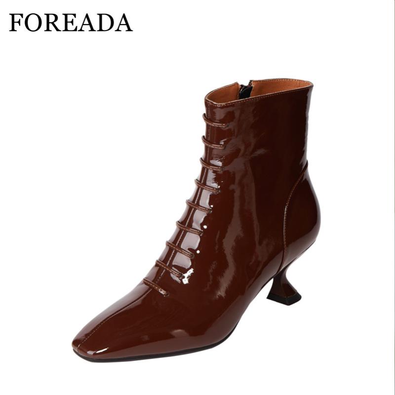 FOREADA Real Leather High Heel Ankle Boots Woman Boots Strange Style Heel Short Zip Square Toe Ladies Shoes Autumn Black, As picture
FOREADA Real Leather High Heel Ankle Boots Woman Boots Strange Style Heel Short Zip Square Toe Ladies Shoes Autumn Black, As picture