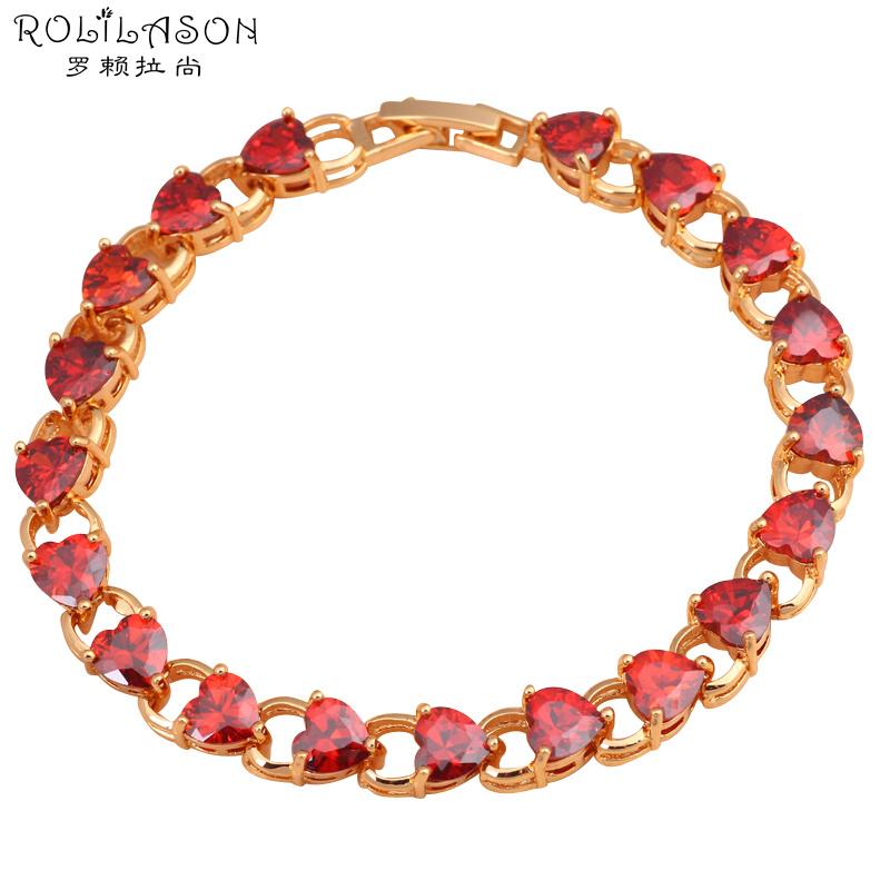 ROLILASON tasteful design Heart shape red crystal zircon golden Bracelets classic gift for women fashion jewelry TBS775
ROLILASON tasteful design Heart shape red crystal zircon golden Bracelets classic gift for women fashion jewelry TBS775