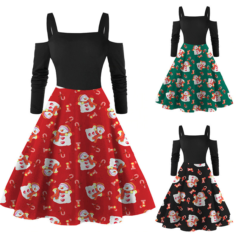 2021 Autumn and Sexy Winter Ladies Long Red Sleeve Printed Up in Christmas Strapless Skirt Women's Dress Party Gznn, Black
2021 Autumn and Sexy Winter Ladies Long Red Sleeve Printed Up in Christmas Strapless Skirt Women's Dress Party Gznn, Black