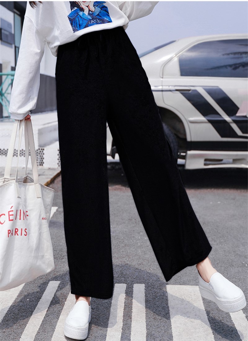 Women Autumn Winter Thick Velvet pants Elastic Waist Trousers Casual Wide leg Pants Plus Size black Loose trousers M-6XL 201228 Z260314