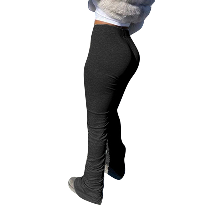 Sweatpants Women Pleated Flare Pant High Waist Biker Trousers Sportwear Stacked Joggers Bell Bottom Pants Ladies Pencil Leggings 201113