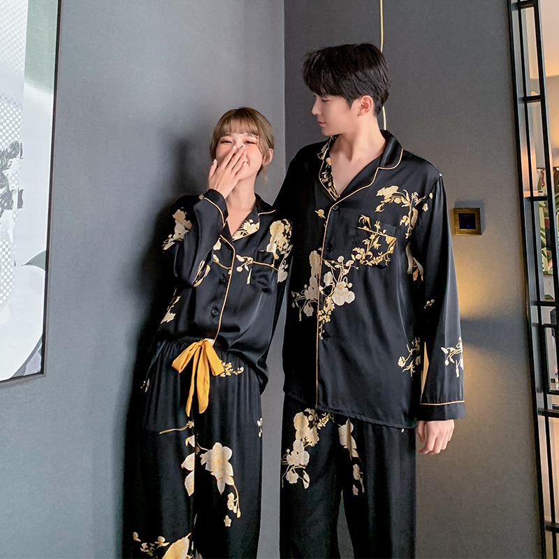 Fzslcyiyi Spring Summer Couple Pajamas Set Lovers Men Women Long Sleeve Pants Sleepwear Flower Print Satin Homewear Nightwear, Black;brown
Fzslcyiyi Spring Summer Couple Pajamas Set Lovers Men Women Long Sleeve Pants Sleepwear Flower Print Satin Homewear Nightwear, Black;brown