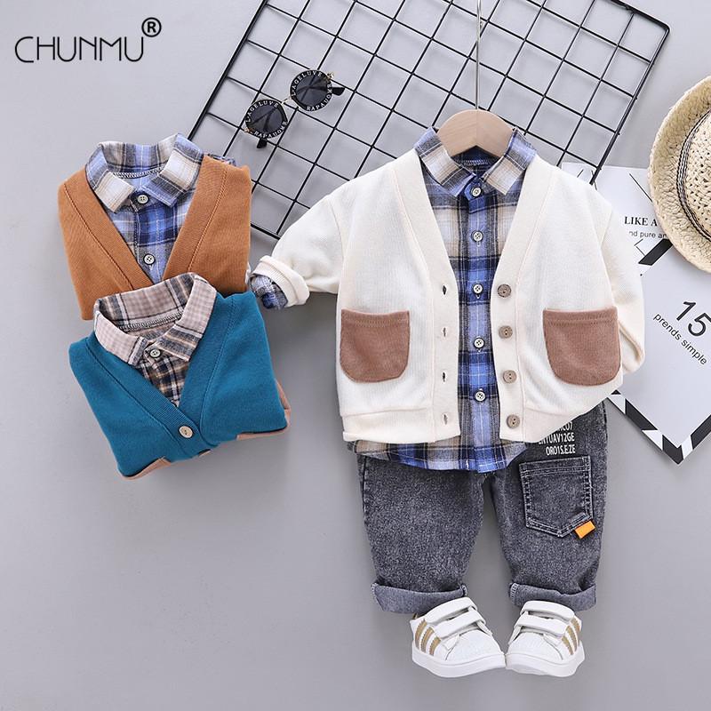 Kids Boy Clothes Plaid Baby Suit Sweater Cardigan +T-shirt + Jeans 3pcs Children Kids Baby Outfit for Newborn Boys Sportswear, Blue
Kids Boy Clothes Plaid Baby Suit Sweater Cardigan +T-shirt + Jeans 3pcs Children Kids Baby Outfit for Newborn Boys Sportswear, Blue