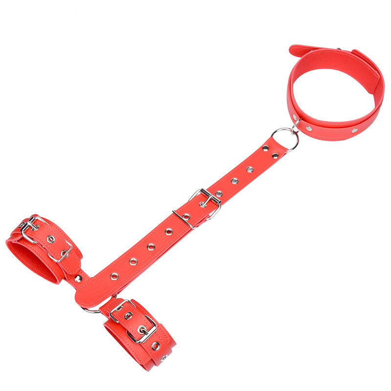 Paloli BDSM Adult Sex Toys For Couple Games Women Sexy Leather Bondage Restraints Neck Collar To Handcuffs Flirting Toys Y201118