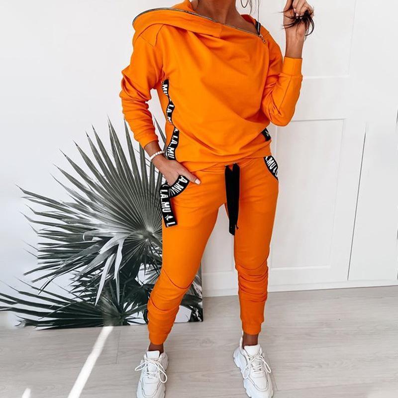 Women's Tracksuits Sloping Shoulder Pullover 2 Pcs Sports Suits Girls Casual Bat Sleeve Womens Two Pieces Suit Autumn Splicing Pants Female, Black 
Women's Tracksuits Sloping Shoulder Pullover 2 Pcs Sports Suits Girls Casual Bat Sleeve Womens Two Pieces Suit Autumn Splicing Pants Female, Black