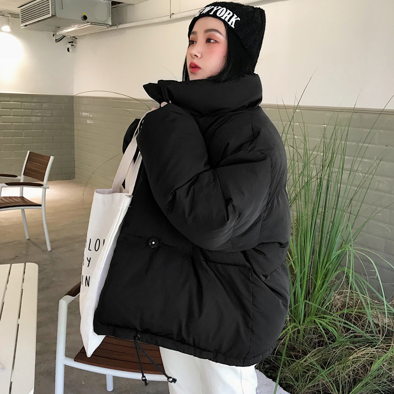 Winter Autumn Womens Down Jacket Loose Cotton Parka Female StandUp Collar Candy Color Outwear Short Winter Coats 201102