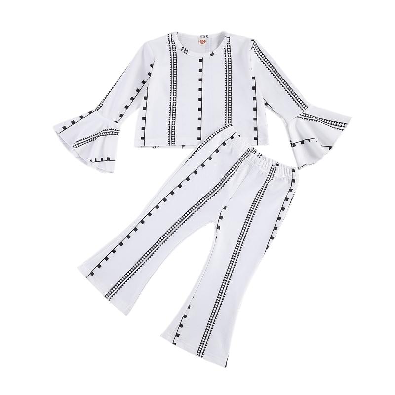2020 Children's Girls Two Piece Set Toddler's Trumpet Long Sleeve Crew Neck Striped Top + Stretch Flared Trousers, White
2020 Children's Girls Two Piece Set Toddler's Trumpet Long Sleeve Crew Neck Striped Top + Stretch Flared Trousers, White