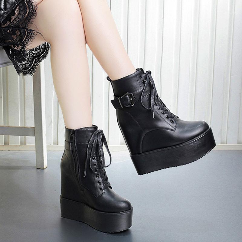 2020 autumn and winter new 14CM wedge with women's boots increased DJ short non-slip boots1, Black
2020 autumn and winter new 14CM wedge with women's boots increased DJ short non-slip boots1, Black