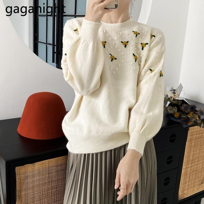 GAGANIGHT Floral Embroidery Sweater O-neck Lantern Sleeve Pullover Casual Loose Korean Fall Winter Cute Tops Outwear Pull Femme, Navy blue
GAGANIGHT Floral Embroidery Sweater O-neck Lantern Sleeve Pullover Casual Loose Korean Fall Winter Cute Tops Outwear Pull Femme, Navy blue