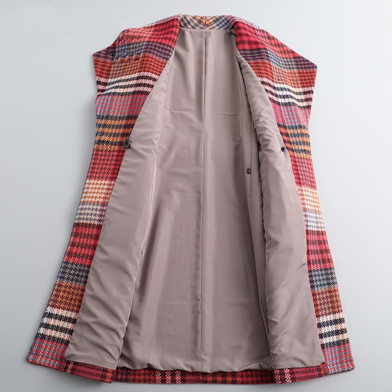 Autumn Winter New Arrival Women Warm Wool Coat Fashion Plaid Belted Blends Outwear Female Korean Slim Office Long Coat 201112