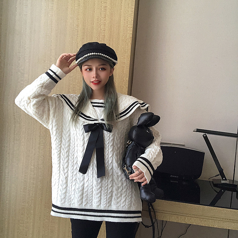 2021 Sweet Korean Female Blouses New Autumn Winter Gola Crew Torso Knitted Sweater Kawaii Bowtie Oversized Mesh Tops CH2J, White
2021 Sweet Korean Female Blouses New Autumn Winter Gola Crew Torso Knitted Sweater Kawaii Bowtie Oversized Mesh Tops CH2J, White