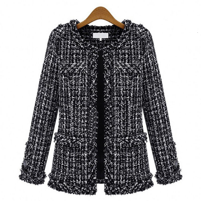 2021 New Autumn Female Fine Tweed Big Size O-neck Plaid Jacket with Pocket Outwear MQ2E, Black
2021 New Autumn Female Fine Tweed Big Size O-neck Plaid Jacket with Pocket Outwear MQ2E, Black