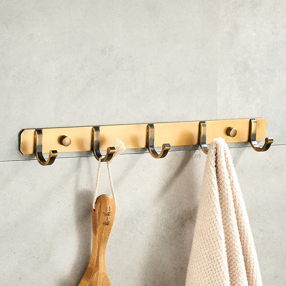 Bathroom Accessories Antique Brass Bathroom Shelf, Towel Ring, Paper Holder, Toilet Brush, Coat Hook, Bath Rack, Soap Dish LJ201211 - view 5