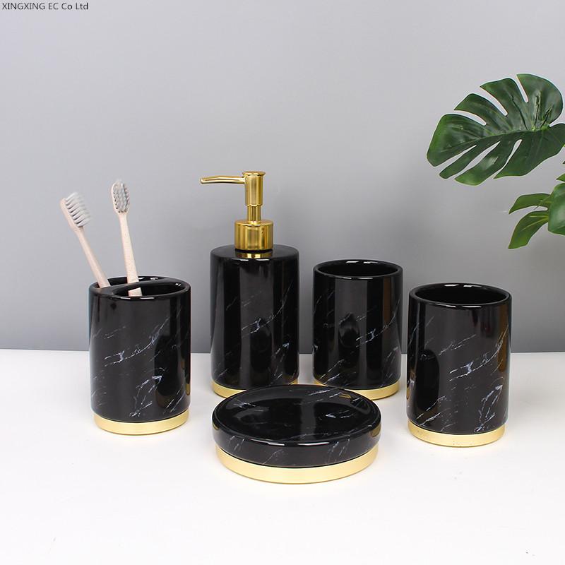 Black Gold Marble Bathroom Supplies Toothpaste Dispenser Ceramic Lotion Bottle Toothbrush Holder Cotton Swab Box Storage Tray
Black Gold Marble Bathroom Supplies Toothpaste Dispenser Ceramic Lotion Bottle Toothbrush Holder Cotton Swab Box Storage Tray
