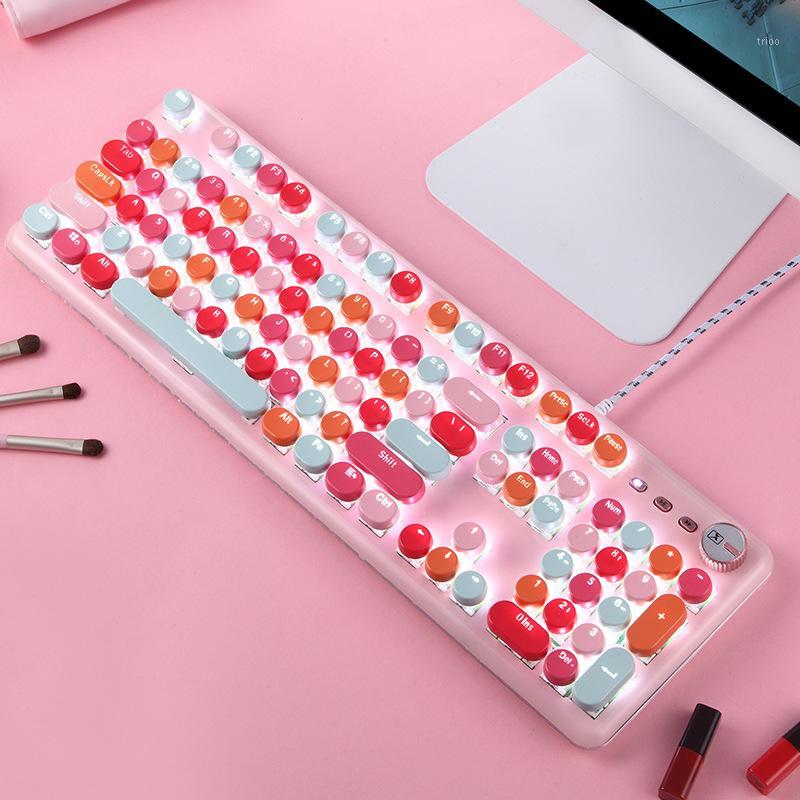 Girls Gift Mechanical Keyboard with Green Switch Round Punk Keycap Wired USB Keyboard Lipstick Color Keycap Office1
Girls Gift Mechanical Keyboard with Green Switch Round Punk Keycap Wired USB Keyboard Lipstick Color Keycap Office1