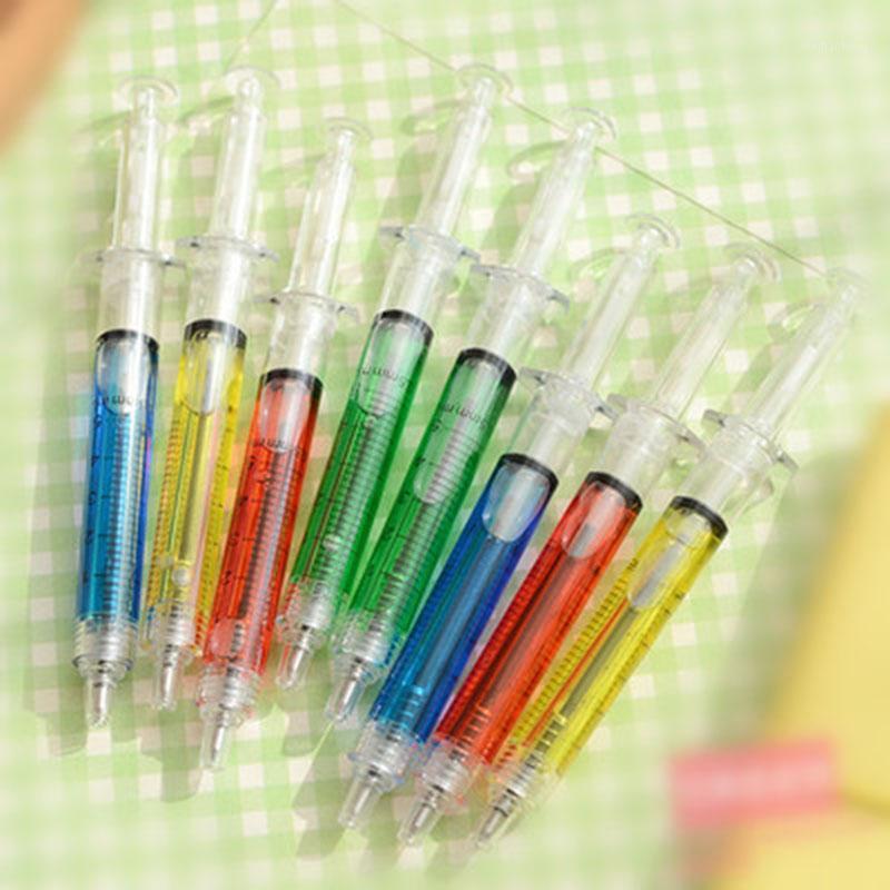 

Ballpoint Pens 12pc Injection Ballpen Immitation Neele Ball Point Pen Office School Funny Stationery Kids Toy Ball1, Red