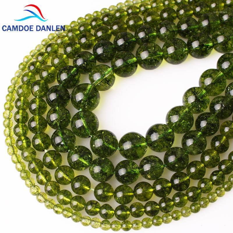 

CAMDOE DANLEN Natural Rock Crystal Green Peridot Stone Loose Beads 4 6 8 10 12MM Fit Diy Beads For Jewelry Making Wholesale1