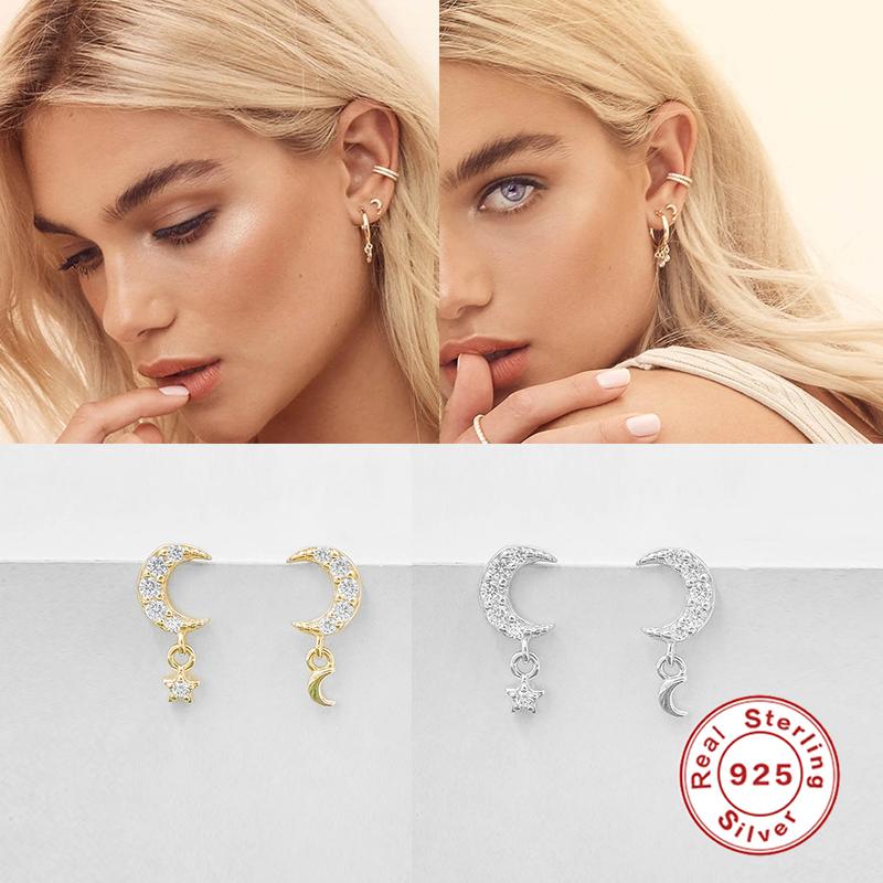 Aide 925 Silver Jewelry Luxury Black Zircon Moon Pattern Cartilage Stud Earring For Women Lovers' Earrings Korean Ear Stud
Aide 925 Silver Jewelry Luxury Black Zircon Moon Pattern Cartilage Stud Earring For Women Lovers' Earrings Korean Ear Stud