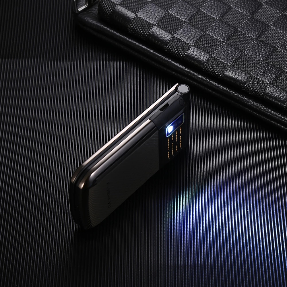 Unlocked Extra Slim Original TKEXUN Metal Gold Flip Cellphone Dual Sim Card Metal Torch Handwriting Screen Large Key Camera MP3 Mobile Phone