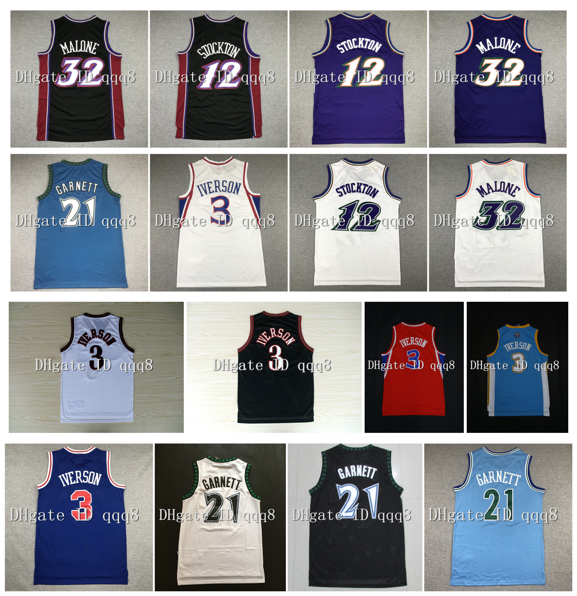 NCAA 12 John Stockton Jersey Karl 32 Malone 3 Allen Iverson Jersey 21 Kevin Garnett Stitched Basketball, Black
NCAA 12 John Stockton Jersey Karl 32 Malone 3 Allen Iverson Jersey 21 Kevin Garnett Stitched Basketball, Black