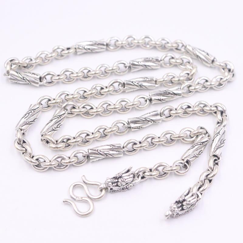 Fine S925 Sterling Silver Necklace Men Luck Dragon Beads with Oval Chain Necklace 6mmW / 55-65cm / 38-46g
Fine S925 Sterling Silver Necklace Men Luck Dragon Beads with Oval Chain Necklace 6mmW / 55-65cm / 38-46g