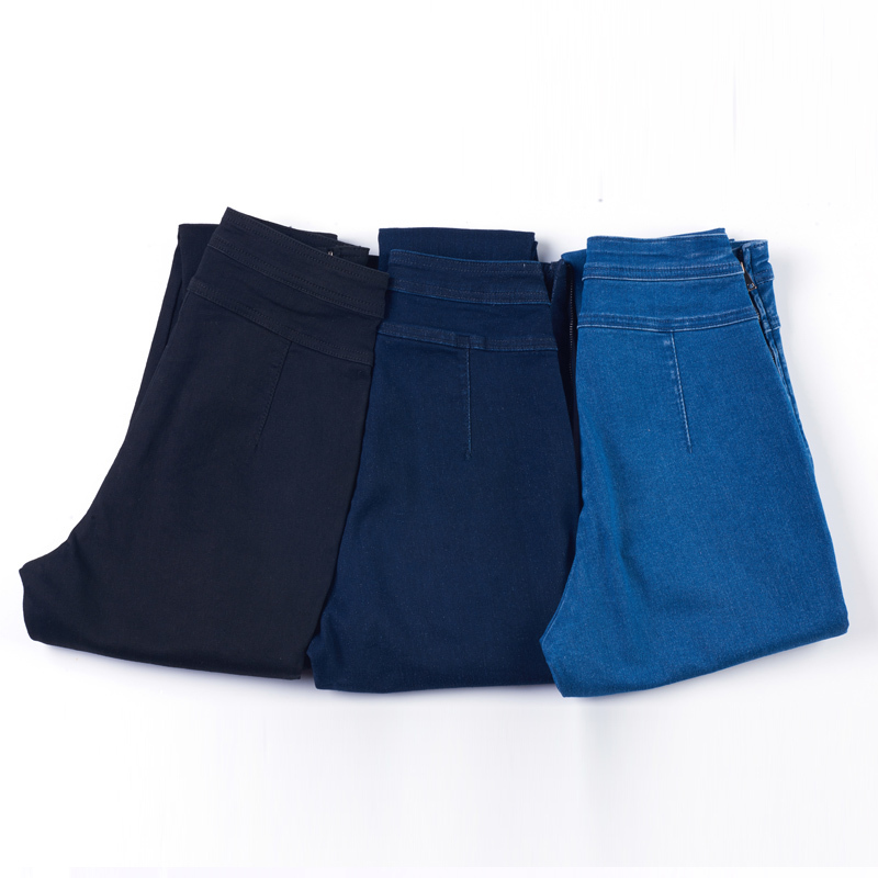 LEIJIJEANS Autumn Plus Size 3 Color Available Side Zipper Jeans with high waist large size Skinny Pencil Jeans Women Jeans 201105