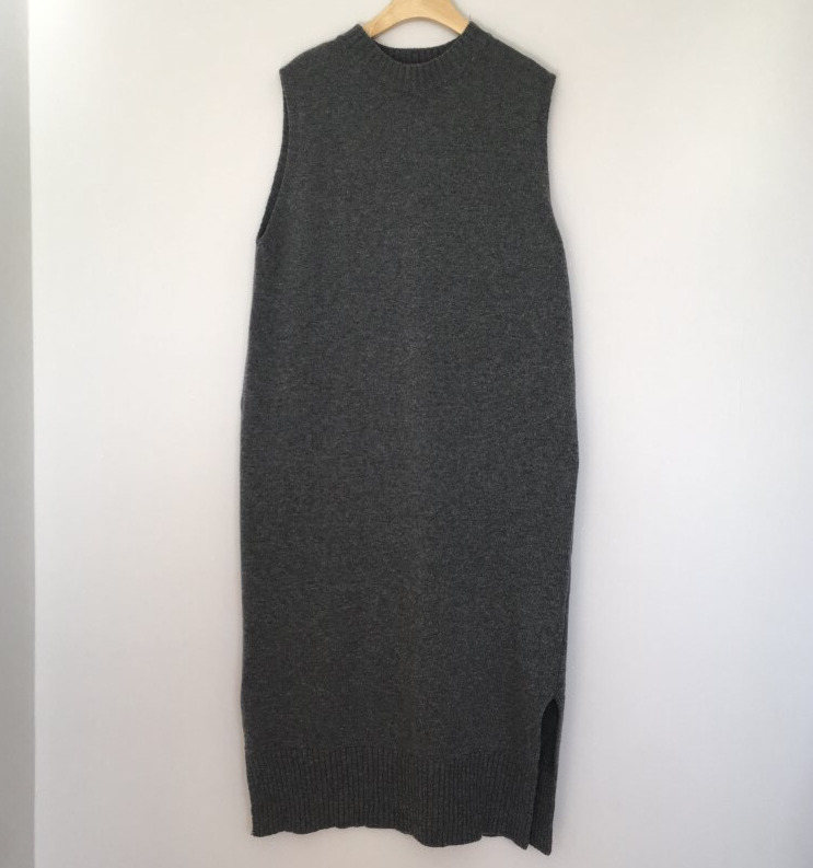 side split Warm Women Autumn Winter Long Sweater Knitted Sundress Loose o neck Sleeveless long vest Dresses Robe Femme Vestido 201031