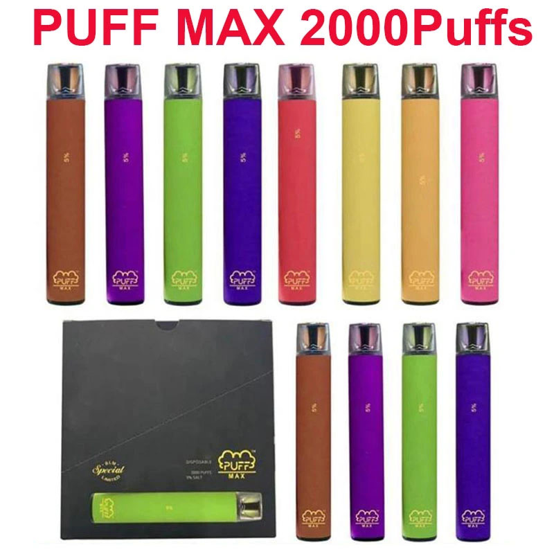 Same Day Shipping Puff Bar Max Disposable Device 2000 Puffs 1200mAh battery 8.5ml Pre-Filled Disposable Vape Pen Electronic cigarettes Ecig
Same Day Shipping Puff Bar Max Disposable Device 2000 Puffs 1200mAh battery 8.5ml Pre-Filled Disposable Vape Pen Electronic cigarettes Ecig