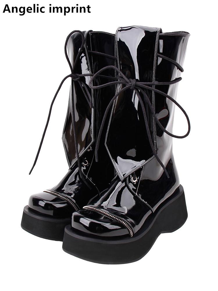 Angelic imprint Women motorcycle cool punk boots lady lolita shoes woman high heels pumps lace up 33-47 shiny patent leather, Pl
Angelic imprint Women motorcycle cool punk boots lady lolita shoes woman high heels pumps lace up 33-47 shiny patent leather, Pl