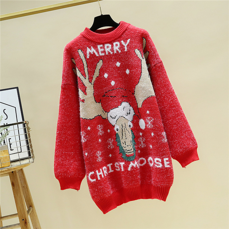 2021 New Ugly Red Birth Deer Pullovers Female Sweater New Winter Soft Thickness Around the Neck Long Sleeves Top Mesh N574
2021 New Ugly Red Birth Deer Pullovers Female Sweater New Winter Soft Thickness Around the Neck Long Sleeves Top Mesh N574
