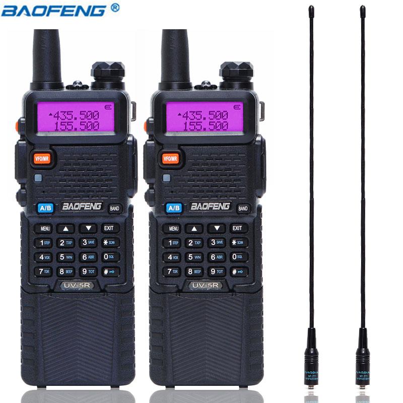 2pcs BAOFENG UV-5R Walkie Talkie 5Watts High powerful VHF UHF Dual 136-174mhz 400-520mhz Band 10km Rang UV5RCB+NA-771 antenna