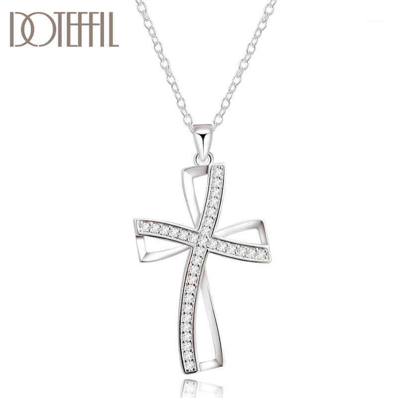 DOTEFFIL 925 Sterling Silver 18 Inches Cross Zircon Pendant Necklace For Women Fashion Wedding Party Charm Jewelry1 
DOTEFFIL 925 Sterling Silver 18 Inches Cross Zircon Pendant Necklace For Women Fashion Wedding Party Charm Jewelry1