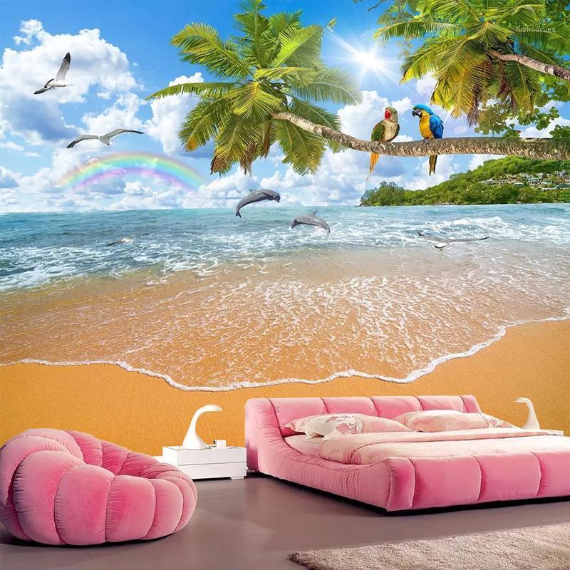 3D Photo Wall Paper Custom Mural Wallpaper Seascape Coconut Tree Parrot Landscape Wall Painting For Living Room TV Background1, As pic
3D Photo Wall Paper Custom Mural Wallpaper Seascape Coconut Tree Parrot Landscape Wall Painting For Living Room TV Background1, As pic