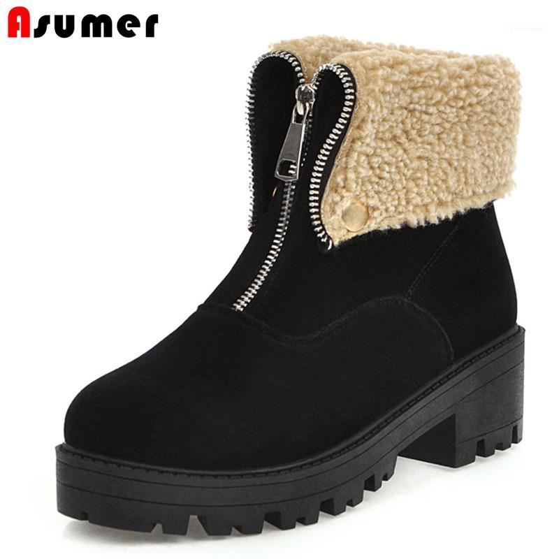 ASUMER 2020 plus size 46 ankle boots women flock zipper round toe square heels platform shoes warm fashion winter boots woman1, Black
ASUMER 2020 plus size 46 ankle boots women flock zipper round toe square heels platform shoes warm fashion winter boots woman1, Black