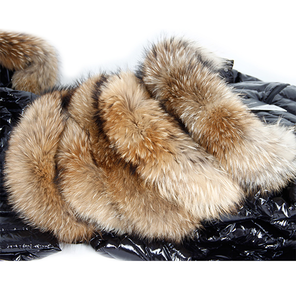 Winter Jacket Women Real Fur Coat Parkas Duck Down Lining Coat Real Raccoon Fur Collar Warm Black Streetwear 201214