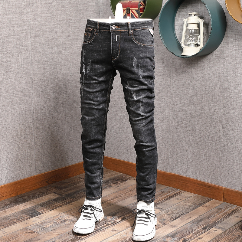 2021 New Italian Style Fashion Men Jeans High Quality Elastic Slim Fit Ripped Denim Trousers Streetwear Vintage Designer Hip Hop Pants Ijgo, Black gray
2021 New Italian Style Fashion Men Jeans High Quality Elastic Slim Fit Ripped Denim Trousers Streetwear Vintage Designer Hip Hop Pants Ijgo, Black gray