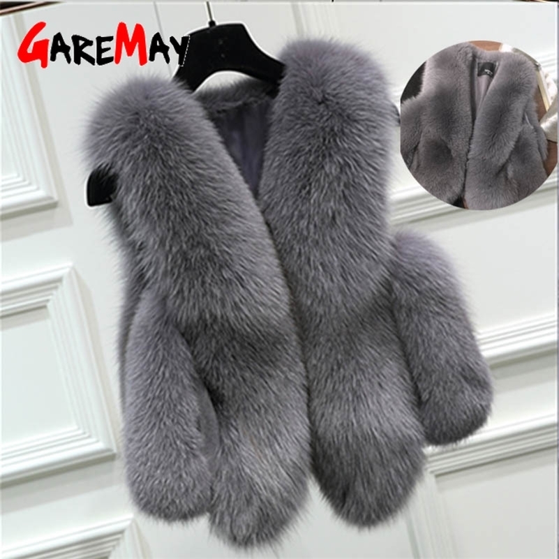 Faux Fur Coat Winter Fur Vest For Women Warm short waistcoat female casual loose Fur jacket sleeveless Women's Coat Vests 201211