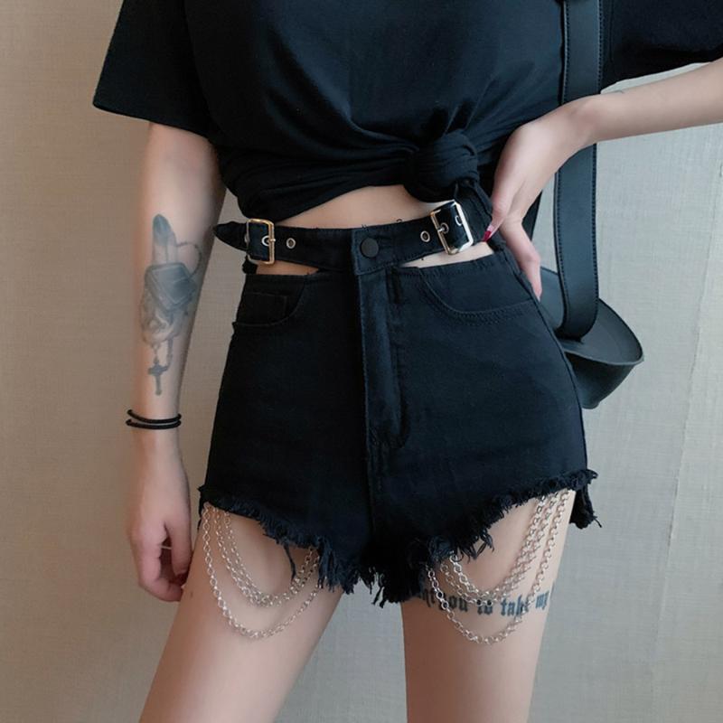 Shorts Women Fashion Solid Denim Shorts Pocket Summer Patchwork Women High Waist Jeans Hot Denim Summer, Black