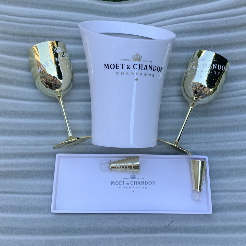 Champagne Cup tail Wine Cabinet Electroplating Goblet Plastic White Acrylic Ice Bucket Home Party Drink Sets